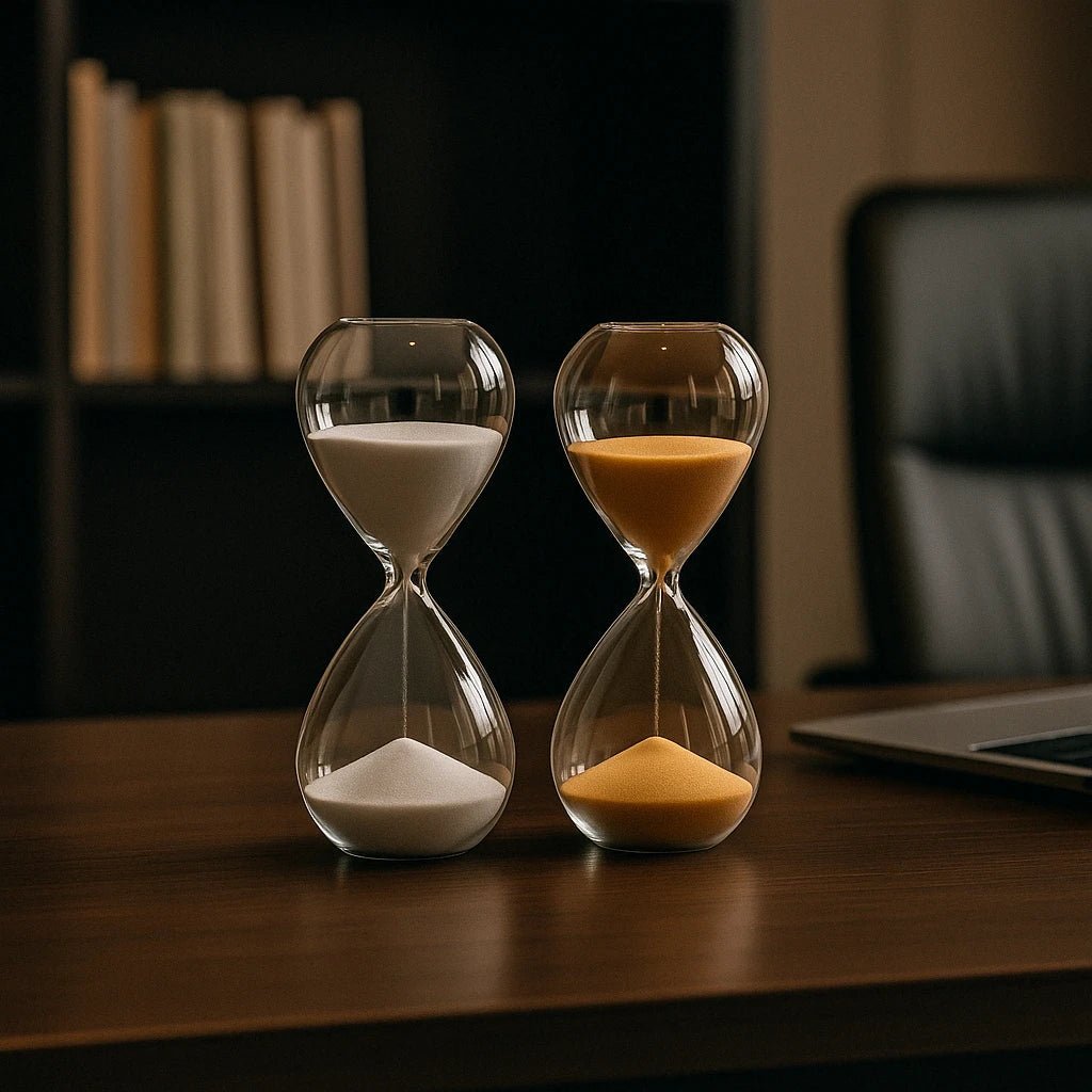 Ampulheta de Vidro 5 Minutos – Peça Decorativa para Escritório ou Estante - Utyl
