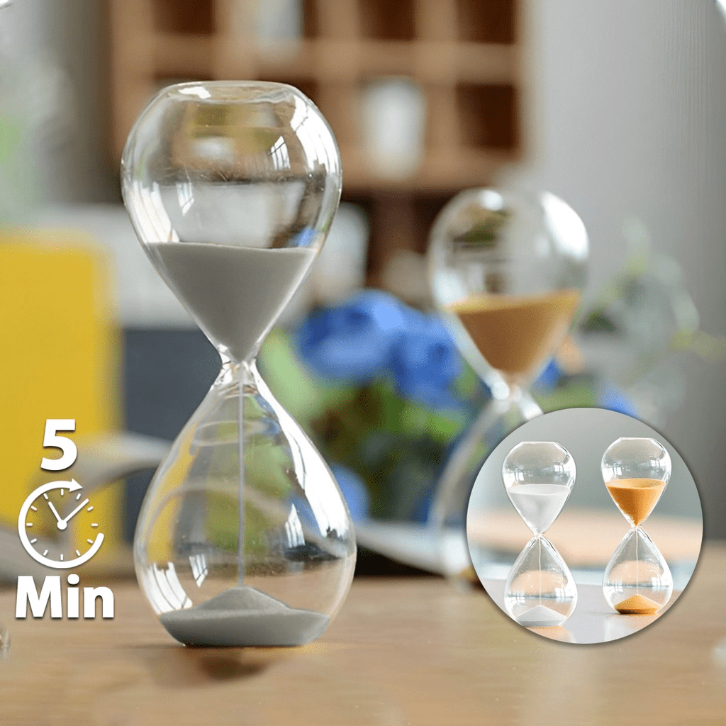 Ampulheta de Vidro 5 Minutos – Peça Decorativa para Escritório ou Estante - Utyl