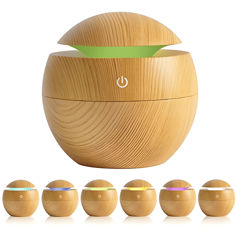 Difusor Aromático USB com Luz LED – Design Amadeirado, 130ml, Ultrassônico e Silencioso - Utyl