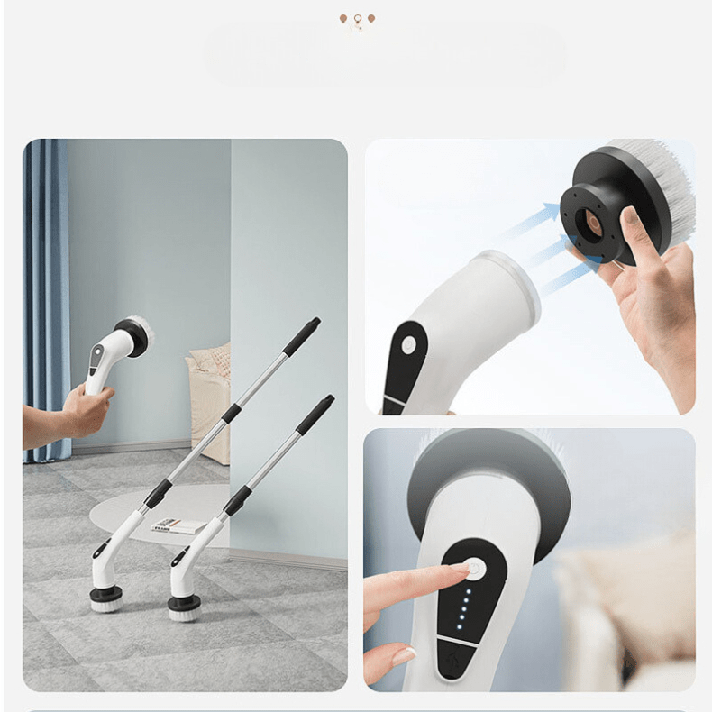 Escova Elétrica de Limpeza 9 em 1 – Recarregável com Cabo Extensor - Utyl