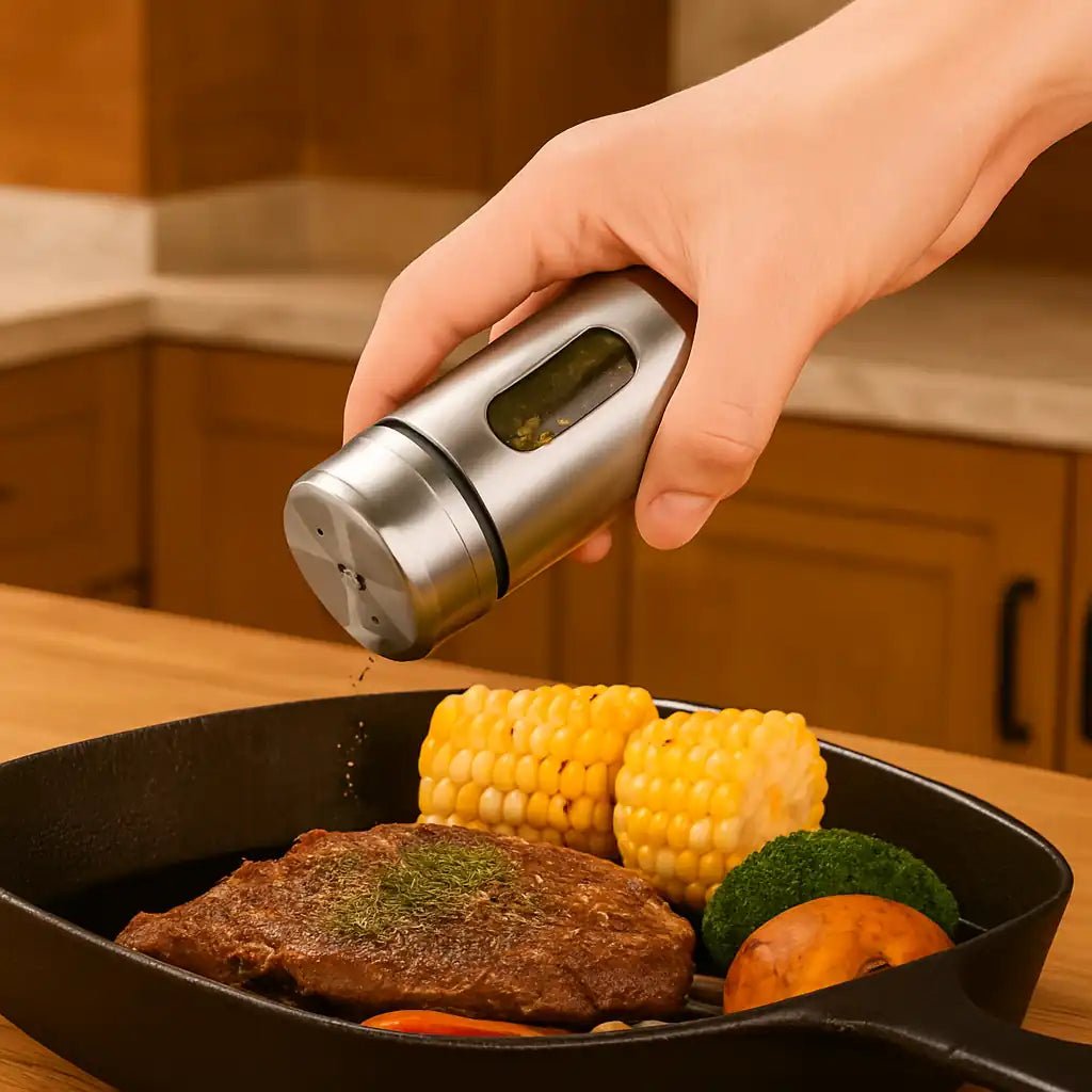 Kit 6 Porta Condimentos em Aço Inox e Vidro - Saleiro e Pimenteiro 80ml - Utyl