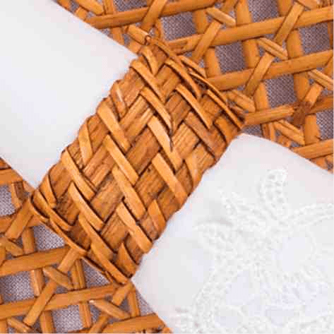 Kit 6 Porta - Guardanapos Rústicos em Bambu e Rattan – 5x4cm - Utyl