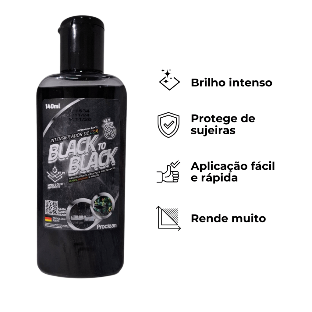 Limpa Granito e Mármore Black To Black – Revitalizador 140ml - Utyl