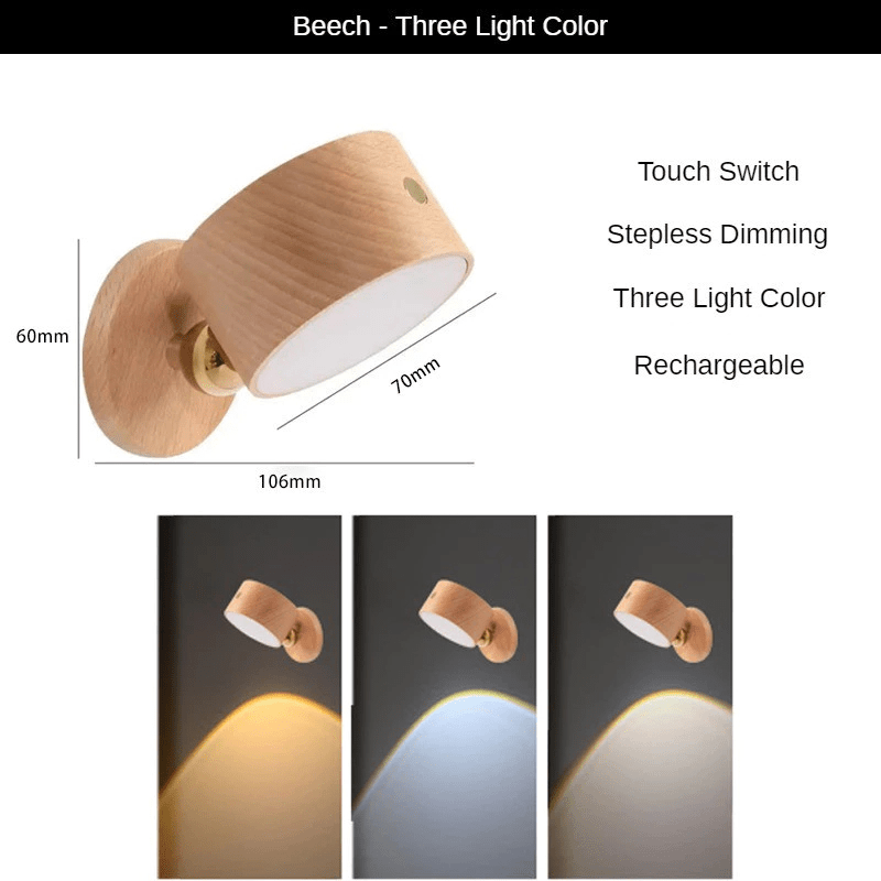 Luminária de Cabeceira Sem Fio com LED e Ímã – Luz para Leitura com Dimmer USB - Utyl