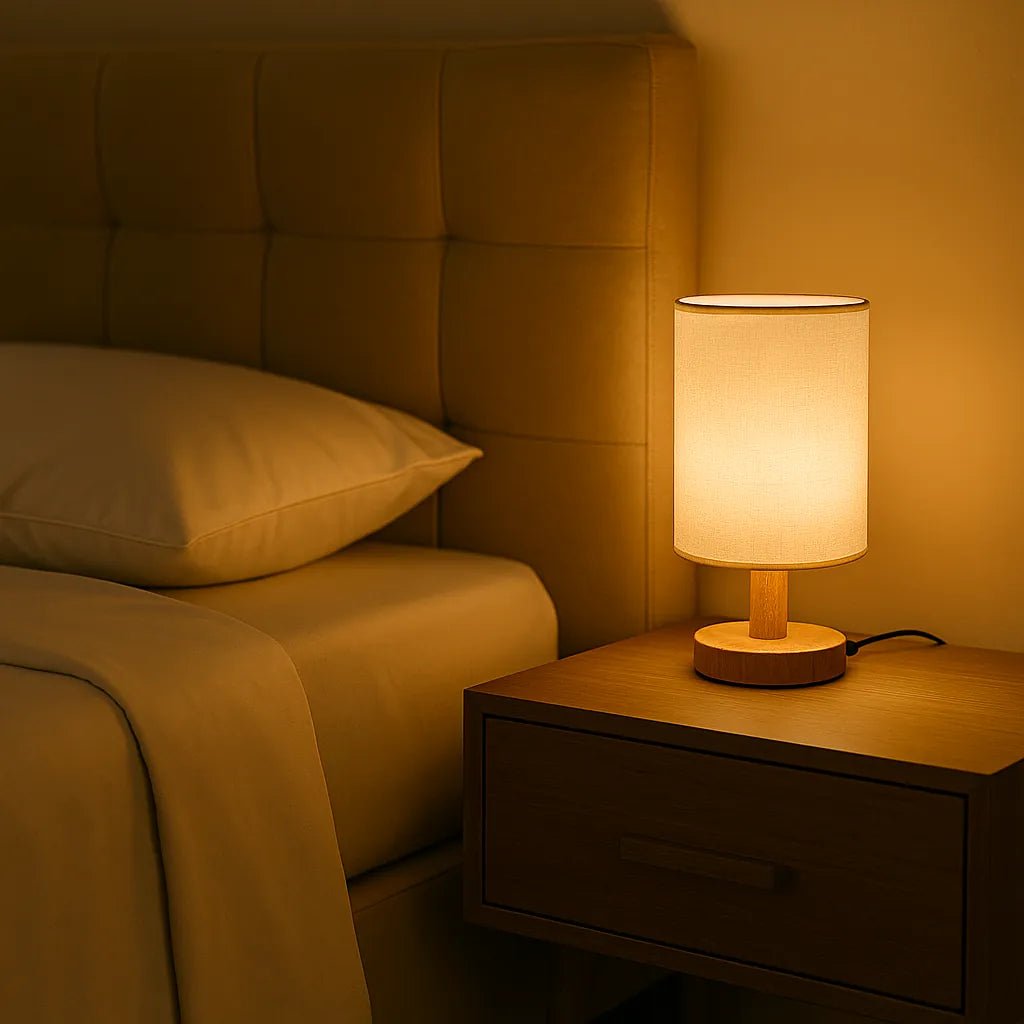 Luminária de Madeira USB com Luz Quente – Estilo Sofisticado para Cabeceira ou Mesa - Utyl