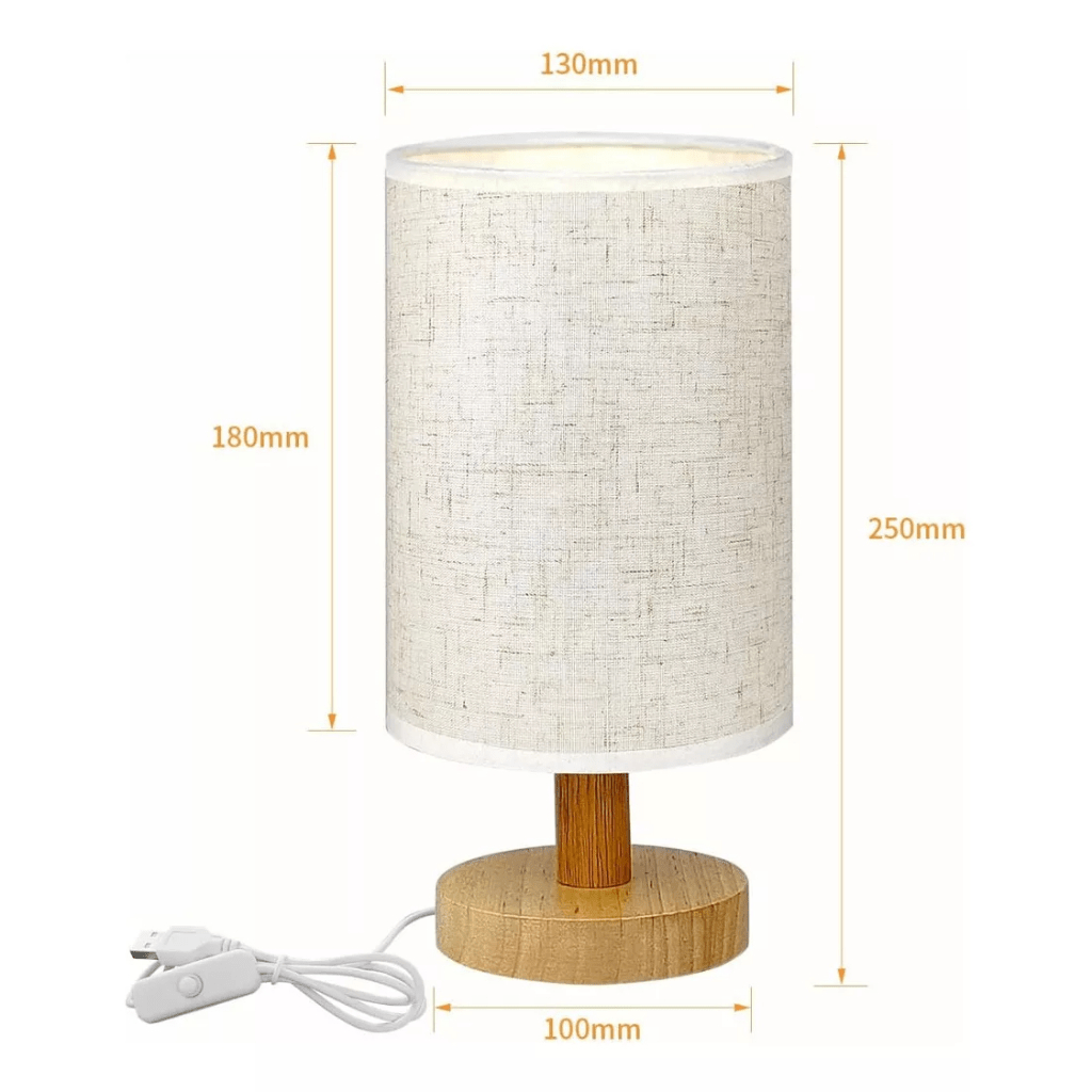 Luminária de Madeira USB com Luz Quente – Estilo Sofisticado para Cabeceira ou Mesa - Utyl