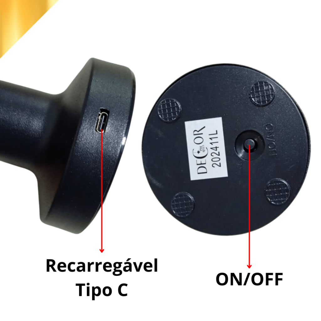 Luminária de Mesa LED 3 em 1 – Recarregável, Ajustável, Luxo Tipo - C - Utyl