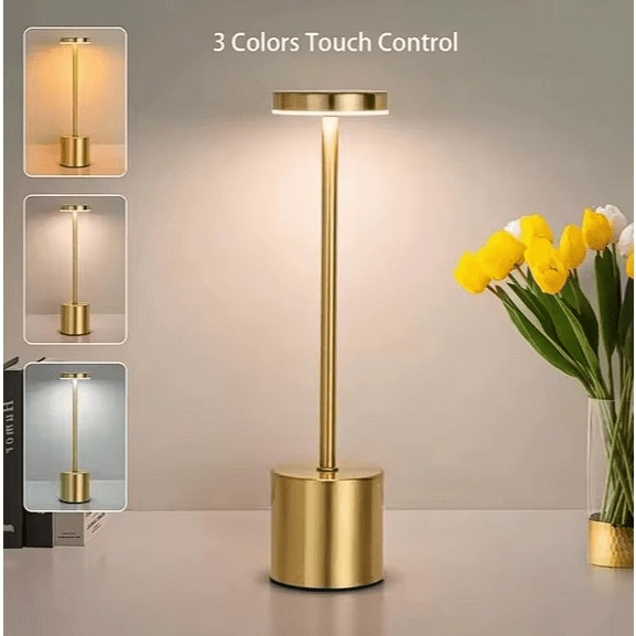 Luminária de Mesa LED Touch – Luxuosa, Recarregável, 3 Cores de Iluminação - Utyl