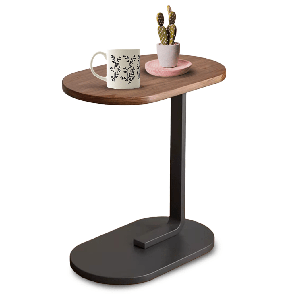 Mesa Lateral Retangular com Base Marrom Café – Tampo Amadeirado 45cm - Utyl