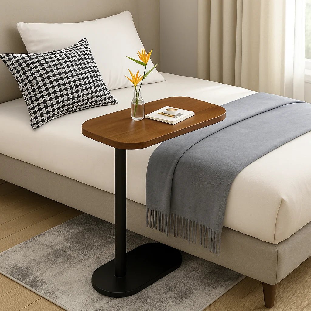 Mesa Lateral Retangular com Base Marrom Café – Tampo Amadeirado 45cm - Utyl