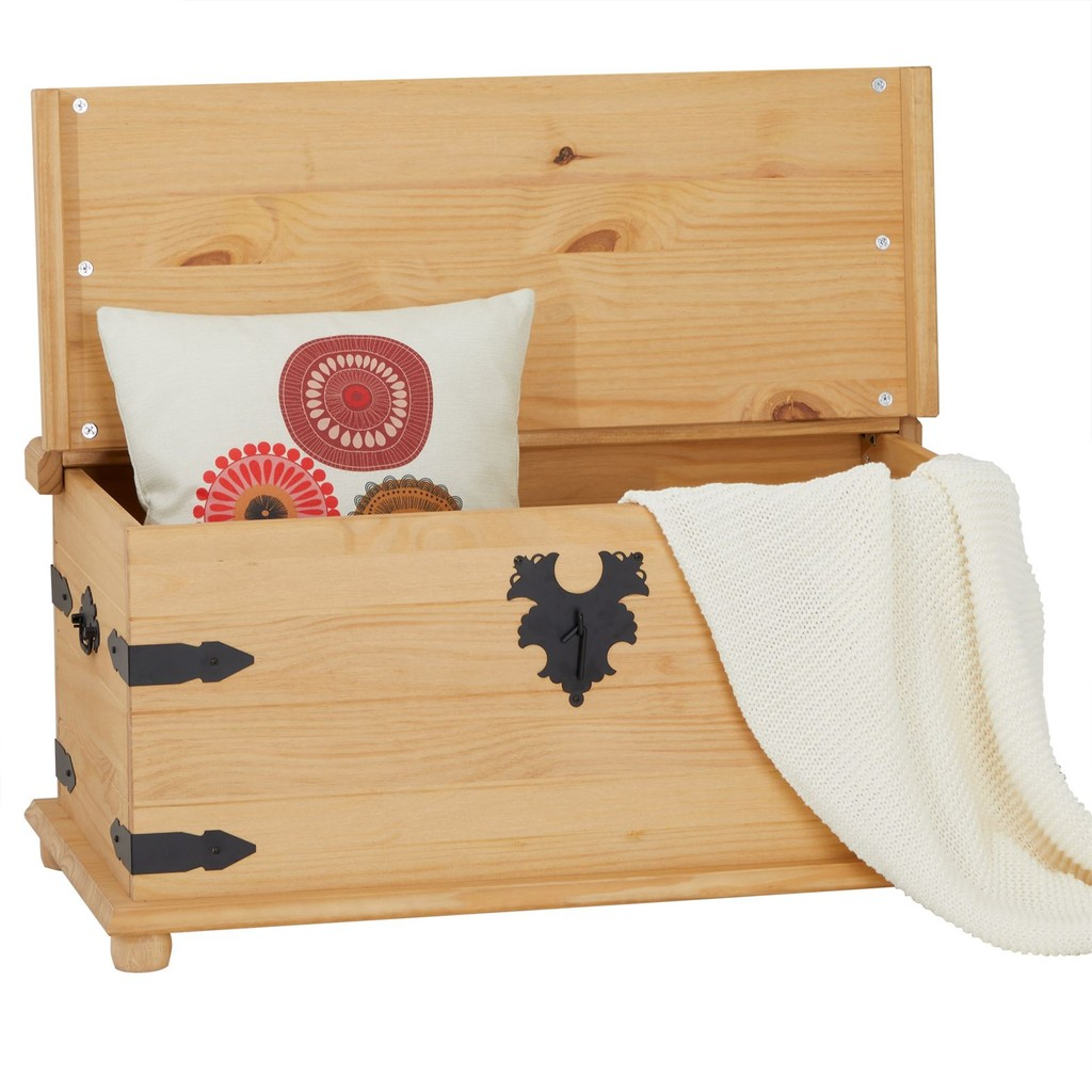 Baú Organizador Rústico de Madeira Maciça Tequila 92 x 52 x 45 cm