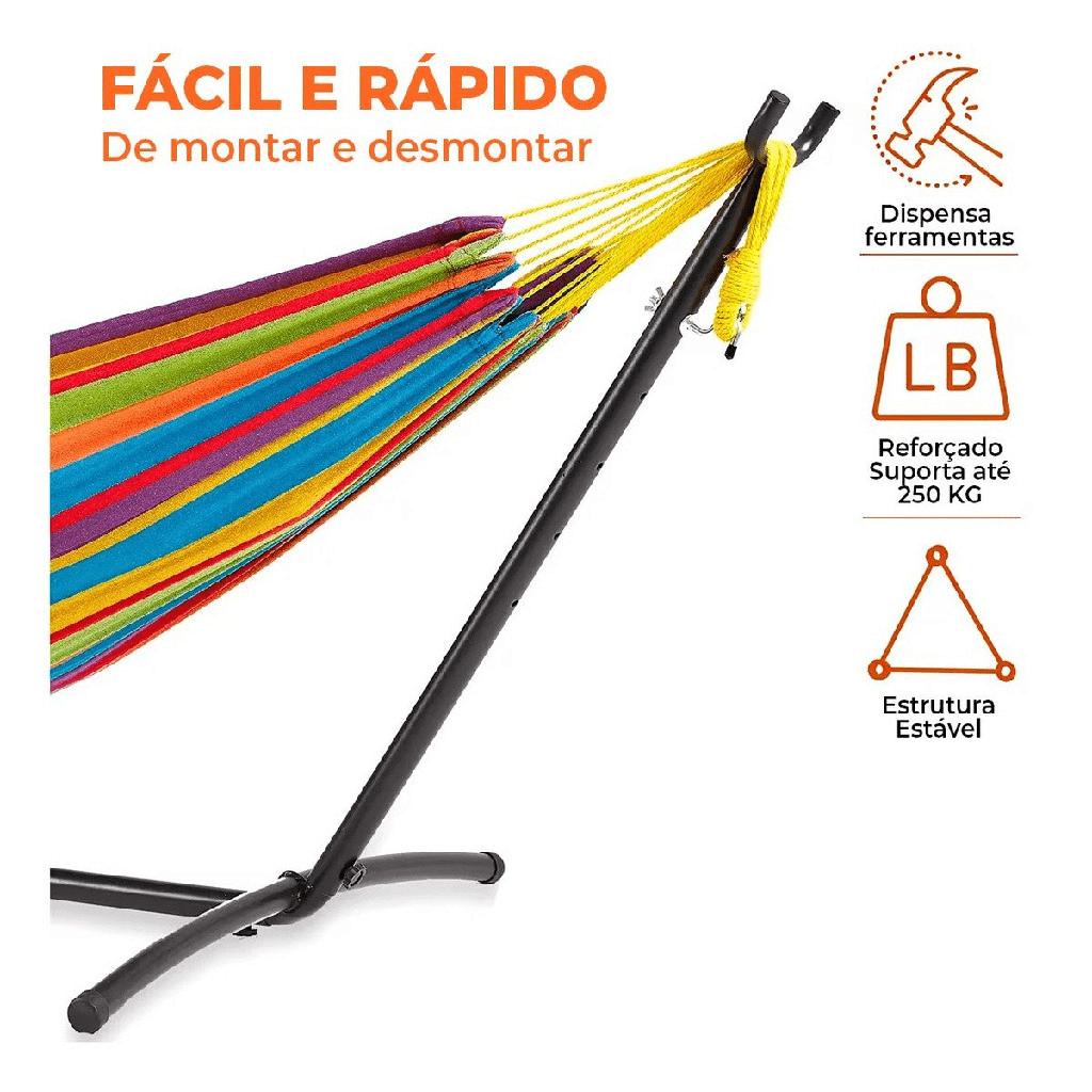 Suporte de Rede Reforçado com Ganchos – Capacidade até 250kg - Utyl