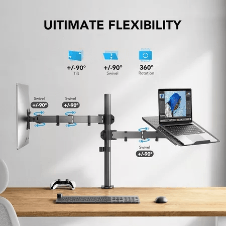 Suporte Duplo Articulado para Monitor e Notebook 13"–27" – Ergonomia e Organização Profissional - Utyl