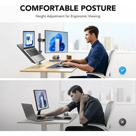 Suporte Duplo Articulado para Monitor e Notebook 13"–27" – Ergonomia e Organização Profissional - Utyl