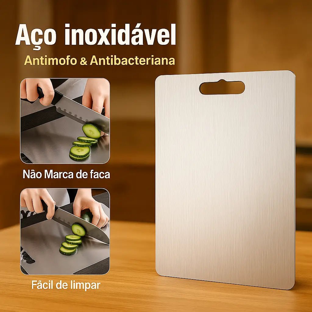 Tábua de Corte Profissional em Aço Inox 304 – Antimofo e Antibacteriana - Utyl