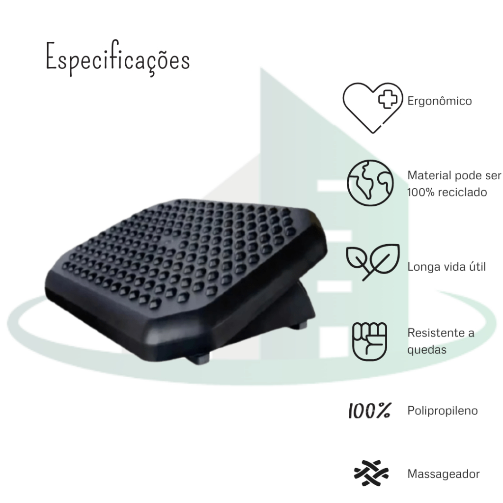 Apoio Ergonômico para Pés Inclinável com Função de Massagem Ajustável Confortável