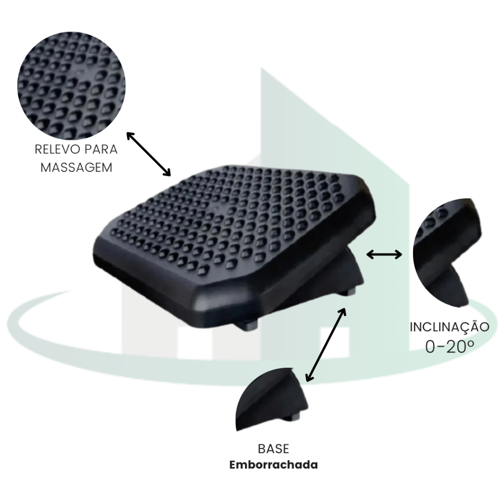 Apoio Ergonômico para Pés Inclinável com Função de Massagem Ajustável Confortável