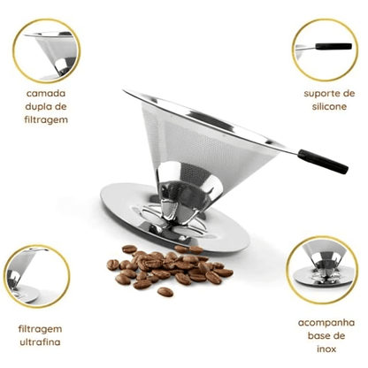 Coador de Café em Aço Inox 102 – Reutilizável, Ecológico e Sem Uso de Papel - Utyl