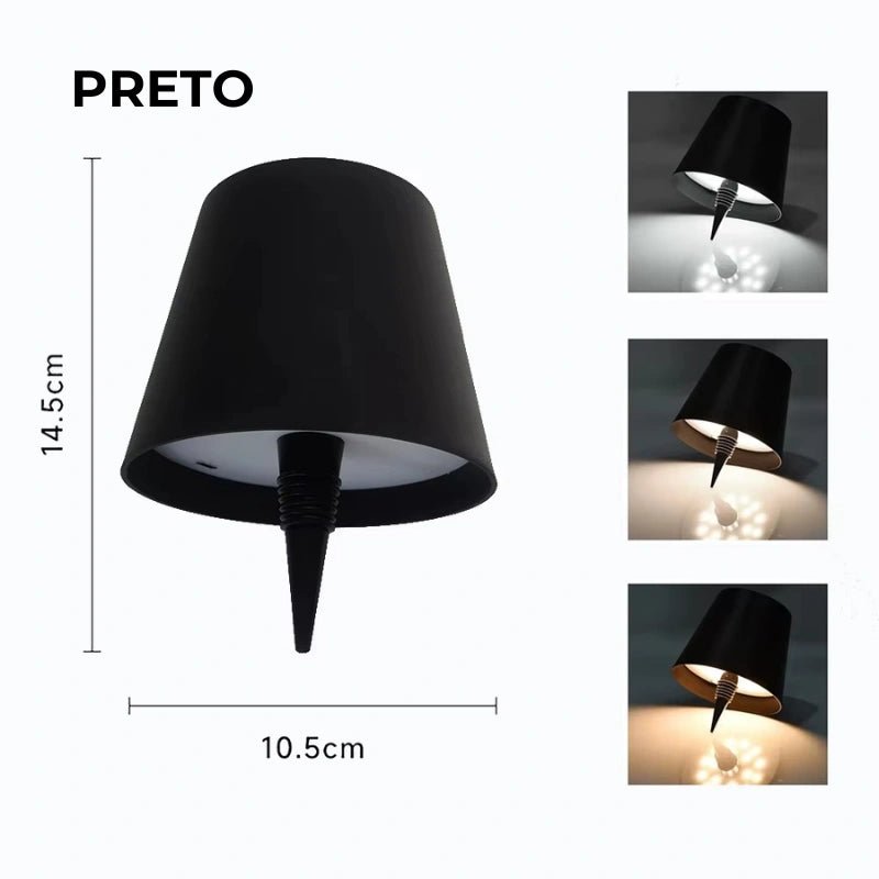Cúpula LED Recarregável para Garrafas – Toque Inteligente, 3 Cores e Brilho Ajustável - Utyl