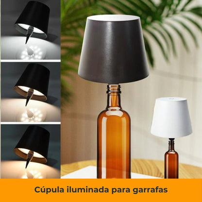 Cúpula LED Recarregável para Garrafas – Toque Inteligente, 3 Cores e Brilho Ajustável - Utyl