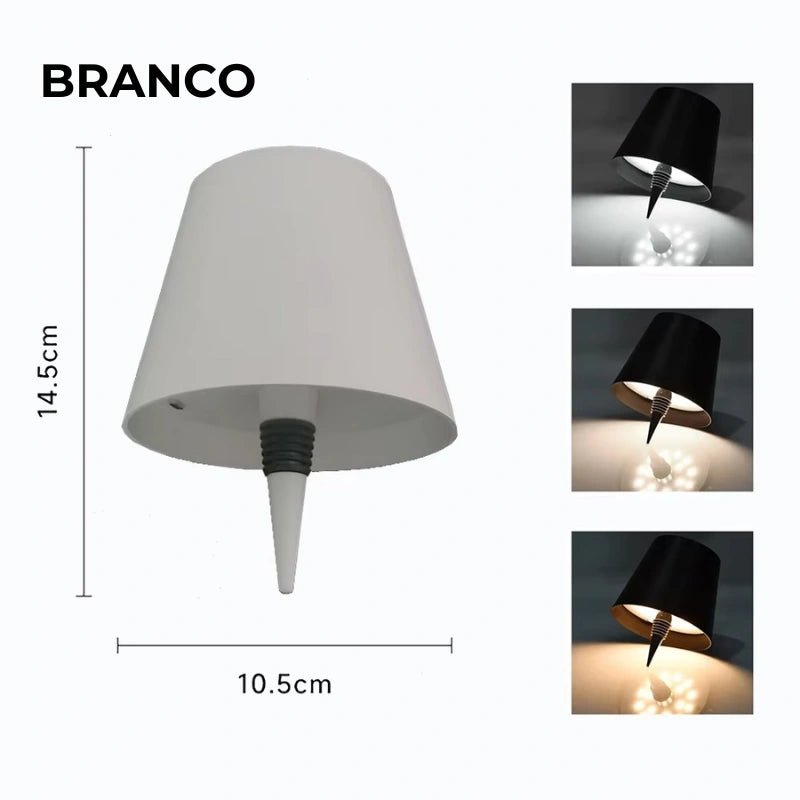 Cúpula LED Recarregável para Garrafas – Toque Inteligente, 3 Cores e Brilho Ajustável - Utyl