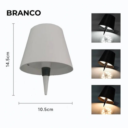 Cúpula LED Recarregável para Garrafas – Toque Inteligente, 3 Cores e Brilho Ajustável - Utyl