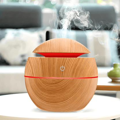Difusor Aromático USB com Luz LED – Design Amadeirado, 130ml, Ultrassônico e Silencioso - Utyl