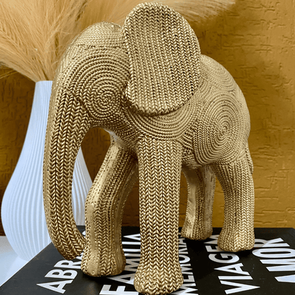 Elefante Decoração Sorte Estilo Rattan Sisal Dourado Luxo Casa Sala - Utyl