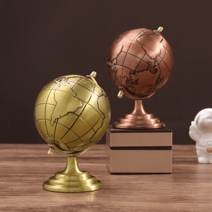 Globo Decorativo Giratório em Dourado Vintage – Estilo Mapa Mundi para Escritório ou Sala - Utyl