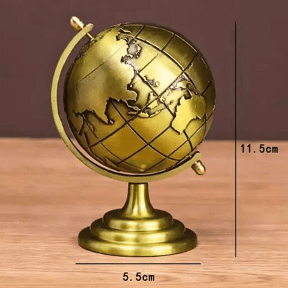 Globo Decorativo Giratório em Dourado Vintage – Estilo Mapa Mundi para Escritório ou Sala - Utyl