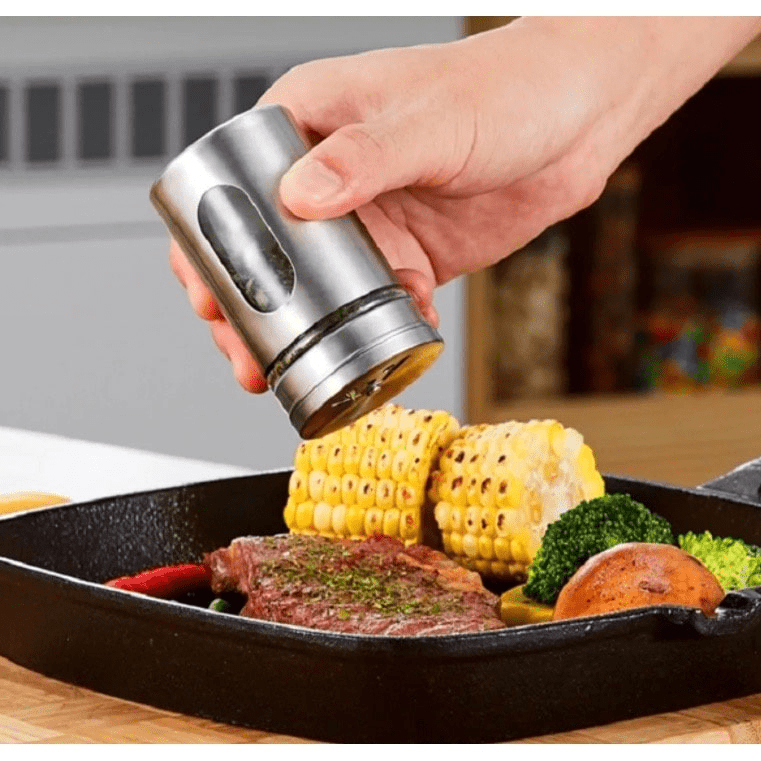 Kit 6 Porta Condimentos em Aço Inox e Vidro - Saleiro e Pimenteiro 80ml - Utyl