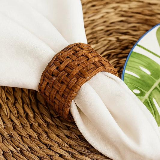 Kit 6 Porta - Guardanapos Rústicos em Bambu e Rattan – 5x4cm - Utyl