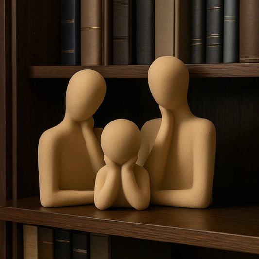 Kit Escultura Família Moderna em Gesso – Decoração Minimalista para Salas e Escritórios - Utyl