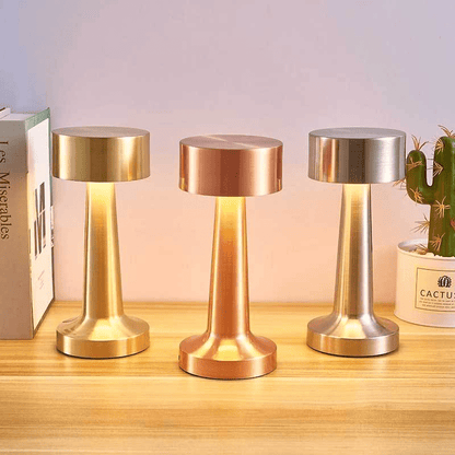Luminária de Mesa Retrô LED – Toque, 3 Cores, Recarregável para Jantar Sofisticado - Utyl