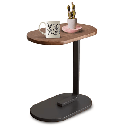 Mesa Lateral Retangular com Base Marrom Café – Tampo Amadeirado 45cm - Utyl
