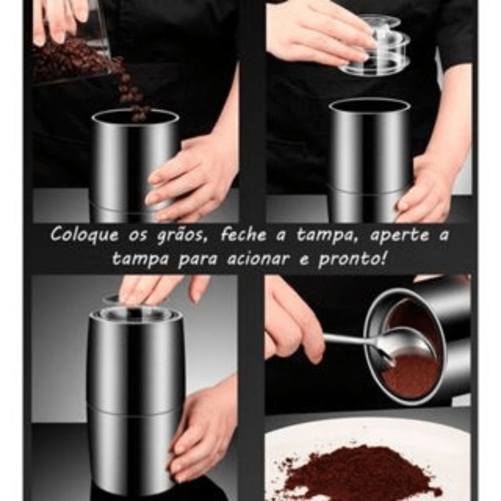 Moedor de Café Elétrico em Aço Inox – 110V, Portátil e Eficiente - Utyl