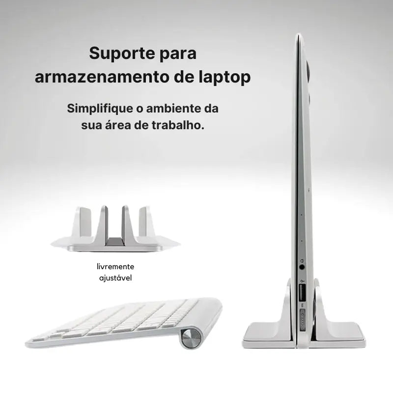 Suporte Vertical Dobrável de Alumínio para Laptop e Tablet (iPad, Xiaomi, Huawei)