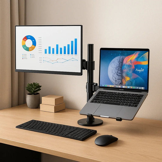 Suporte Duplo Articulado para Monitor e Notebook 13"–27" – Ergonomia e Organização Profissional - Utyl