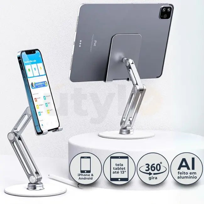 Suporte para iPad e iPhone em liga de metal giro 360° - Utyl